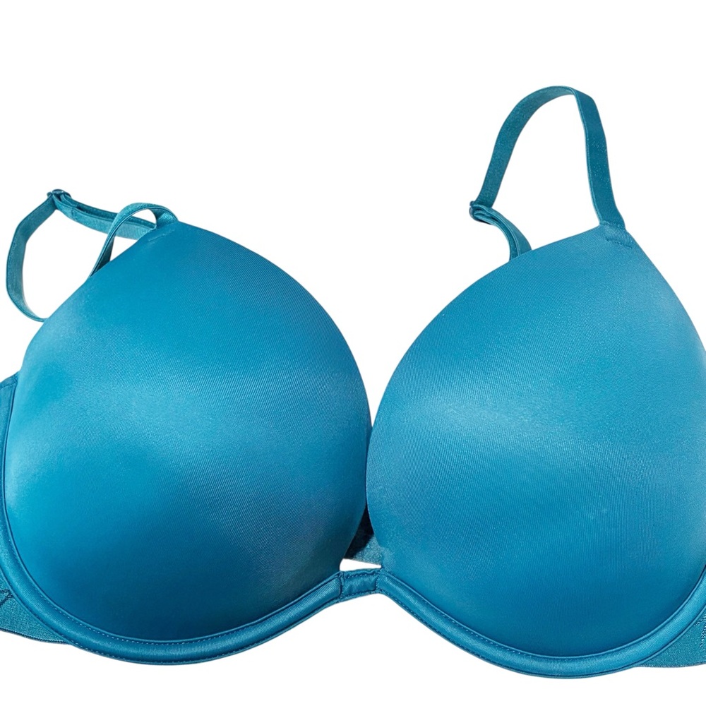 Victorias Secret Pink Teal Padded Wear Everywhere Super Push Up Bra Size 32DD